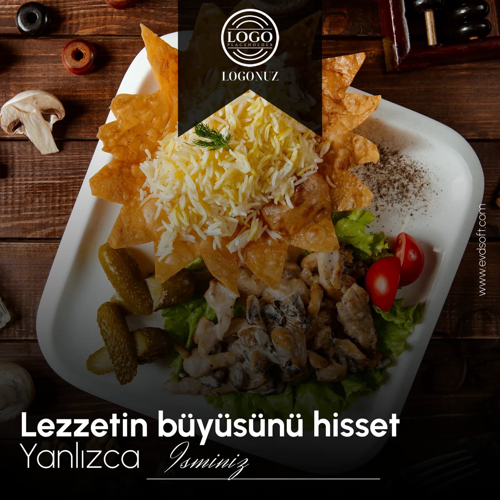 Restoran menüsü için sosyal medya post şablonu
